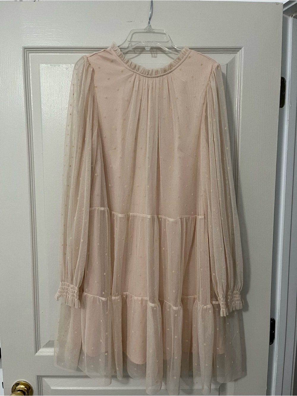 H&M Sheer Pink Long Sleeve Dress